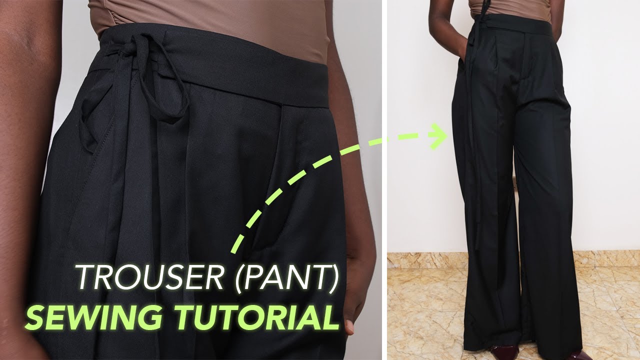 How To Sew High-Waist, Wide-leg Pants/Trousers With Extended Waistband | Easy Sewing Tutorial