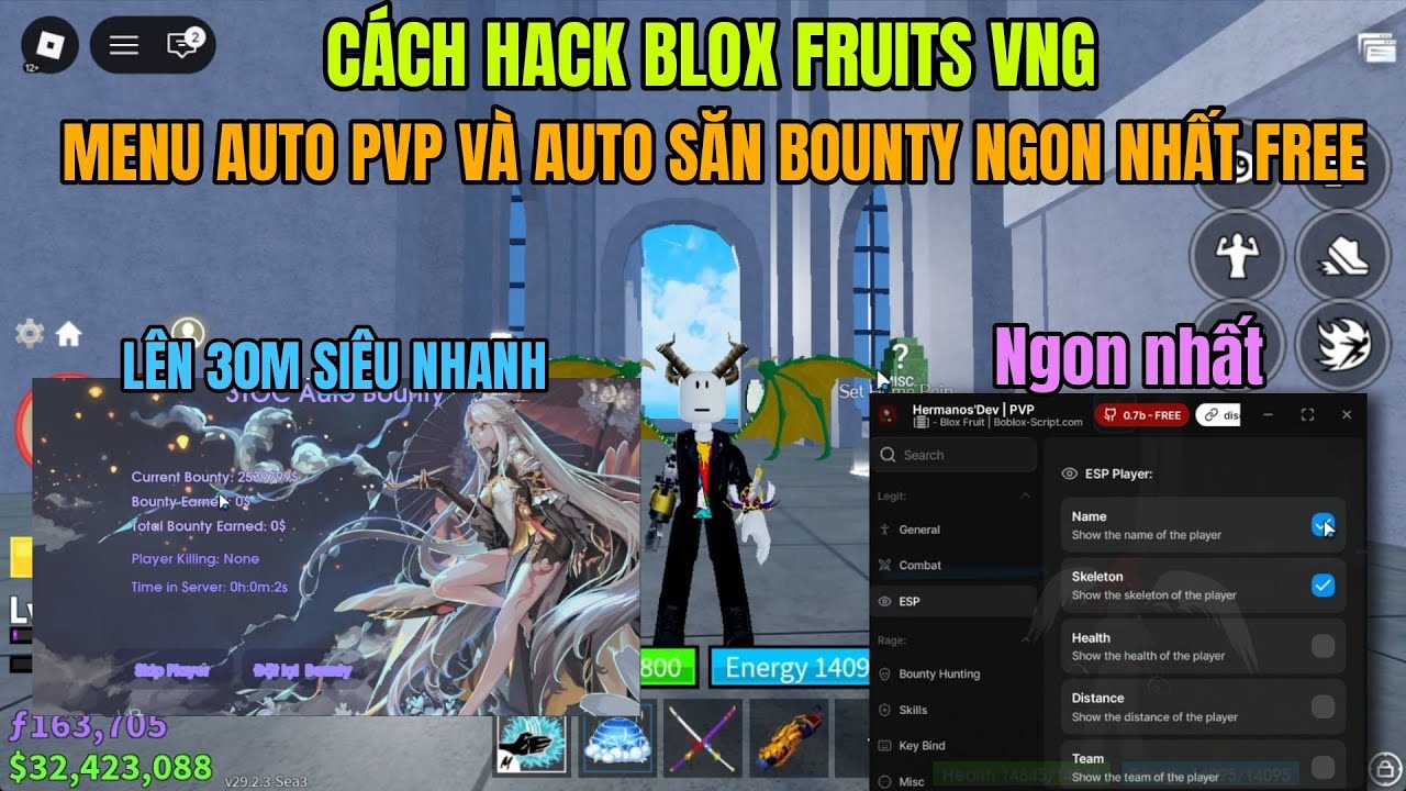 Cách Hack Roblox Blox Fruits Delta X VNG script RedZ HUB Auto Aim Bot Săn Bounty Cực Kì Ngon