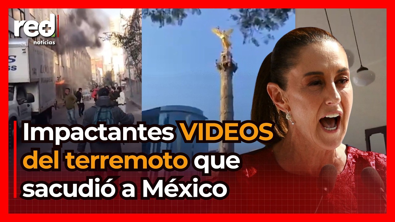 IMPACTANTES VIDEOS del SISMO en México: Hasta Claudia Sheinbaum se asustó por temblor en Guerrero