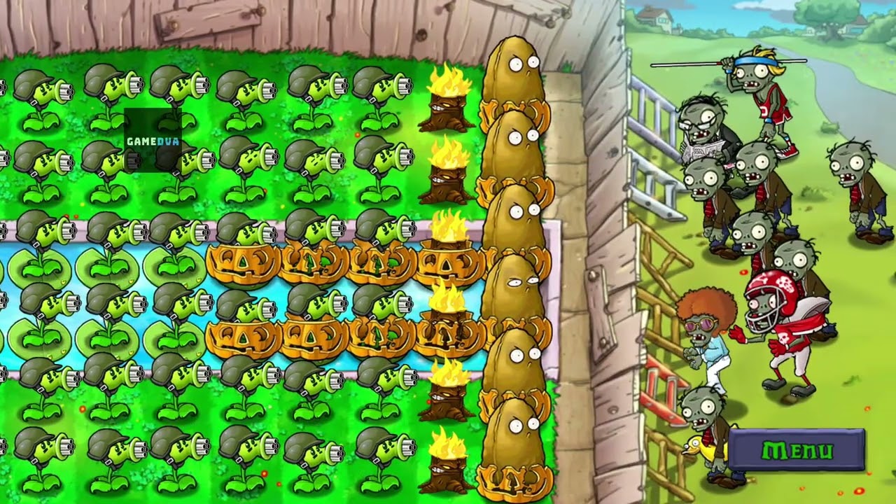 Геймплей игры Plant Vs Zombies Survival Pool (без перезарядки)