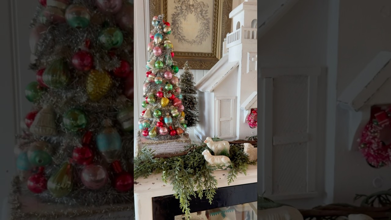 My vintage style ornament tree DIY #christmasdecor #diychristmastree #diy #holidaydecorating