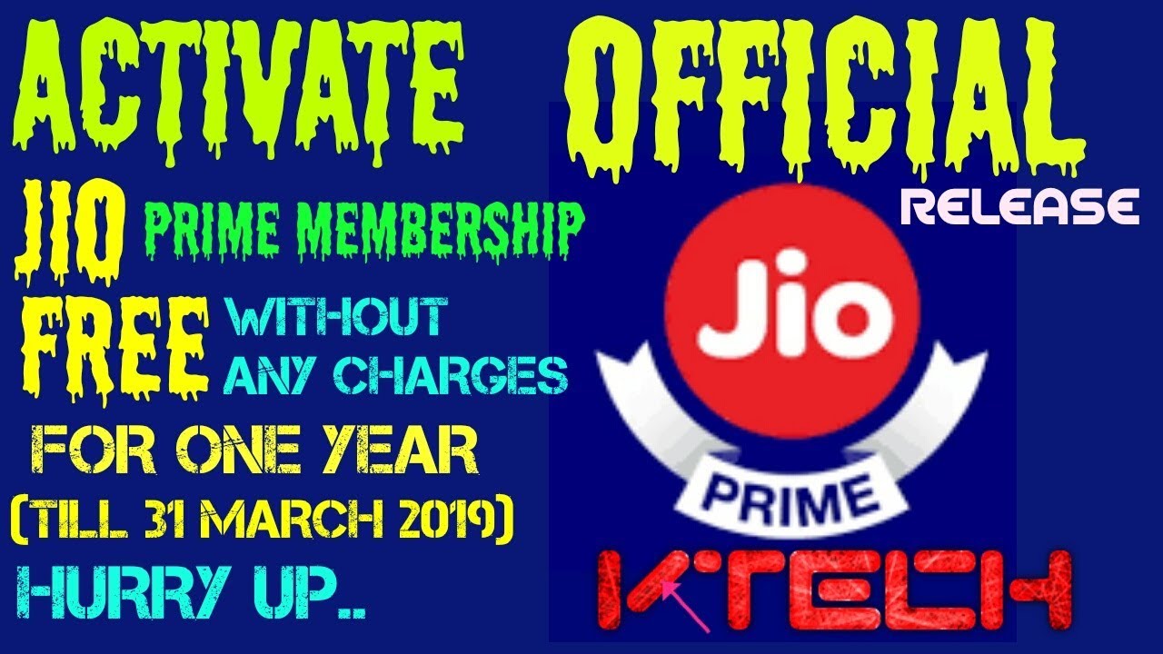 ACTIVE JIO PRIME MEMBERSHIP FREE WITHOUT ANY CHARGE FOR ONE YEAR TILL MARCH 2019.