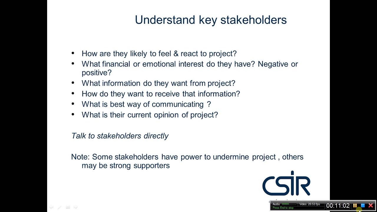 6  Stakeholder workshop preparation