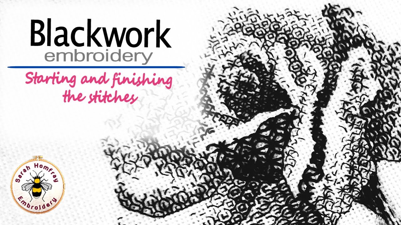 Blackwork embroidery - how to start & finish the stitches | beginners embroidery video tutorial