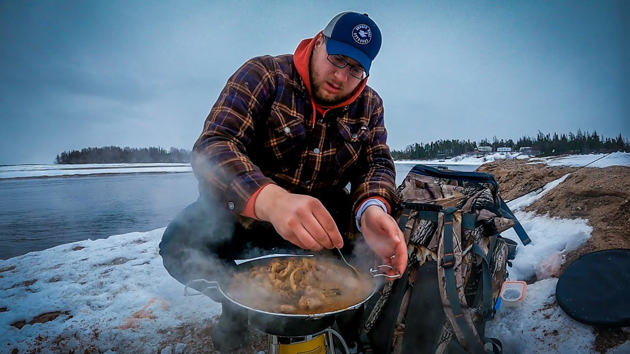 Newfoundland Adventure: Cooking Odd Meal & Snowstorm Fishing!