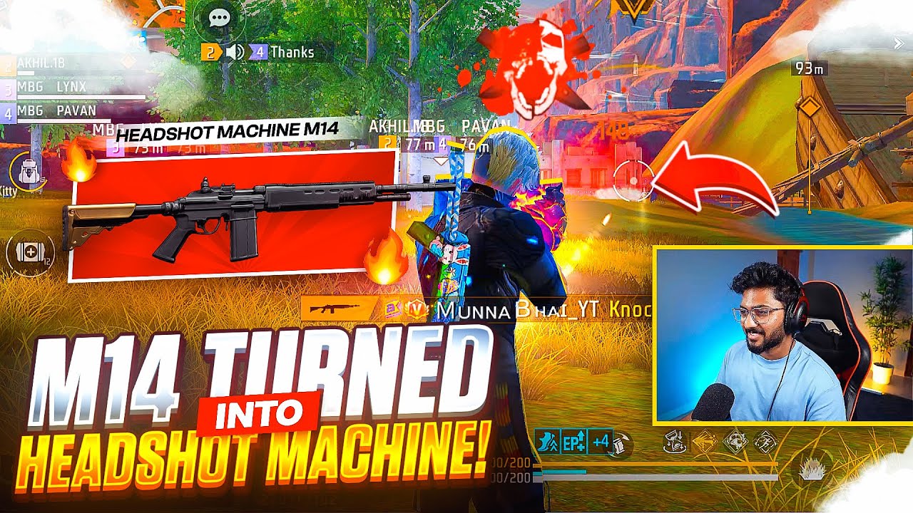 M14 Turned Into Headshot Machine 🔥 BR Ranked - FreeFire Telugu - MBG ARMY