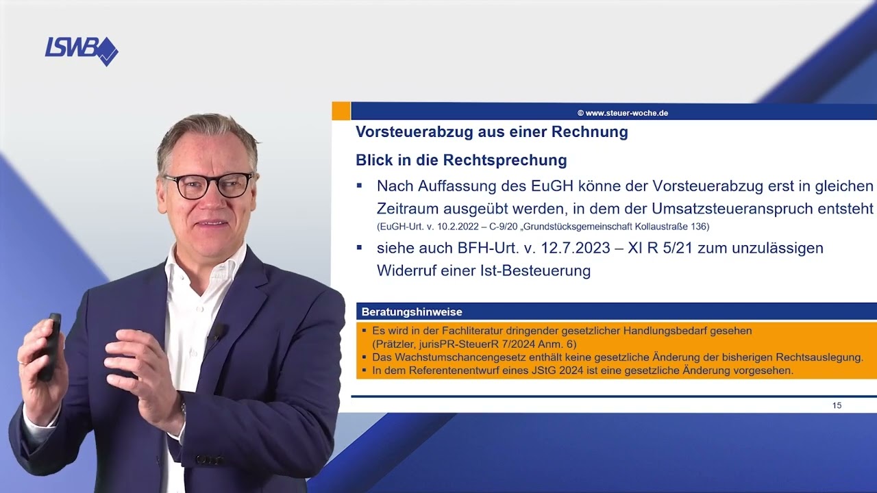 Jahressteuergesetz 2024 und Ist-Besteuerung: Wann ist der Vorsteuerabzug zul&auml;ssig?