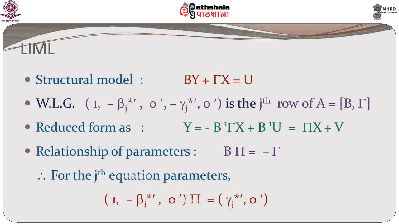 Simultaneous Equations Models  The LIML and LVR methods of Estimation