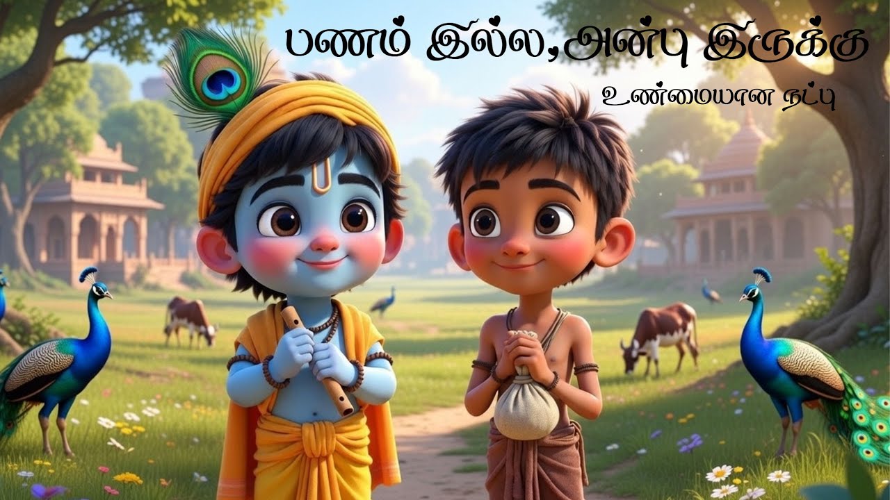 Little Krishna & Sudama🦚 | உண்மையான நட்பு என்றால் என்ன? 🤍 | Tamil Moral Story for Kids