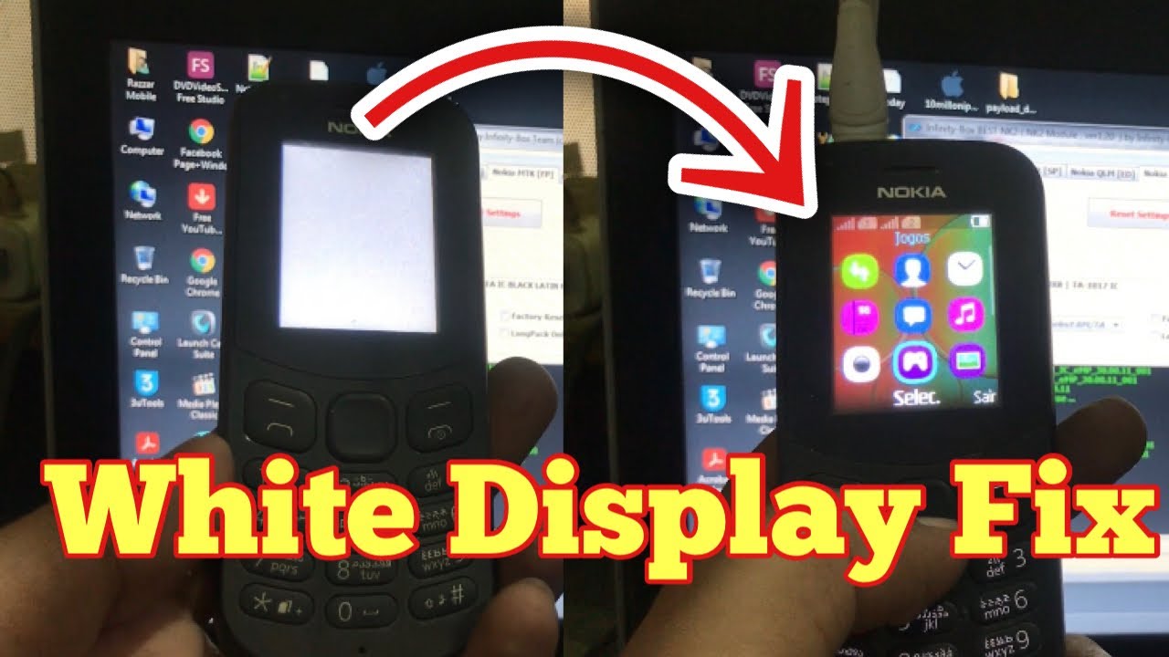 TA-1017 WHITE DISPLAY FIX | Nokia 130 After flash white display Fix | TA-1017 Hang on logo Fix