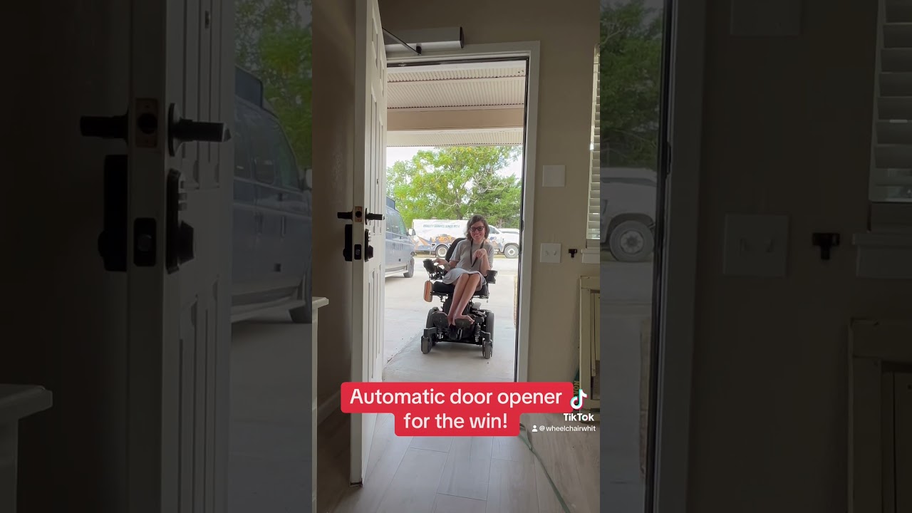 Automatic door opener for the win!#Disability #Disabled #CerebralPalsy #fyp #foryou #Accessibility
