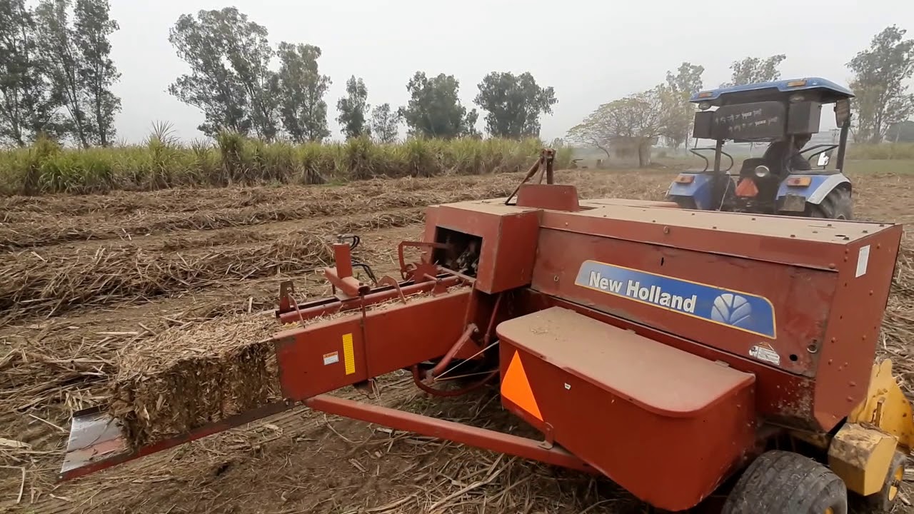 Rectangular Baler operation in sugarcane trash