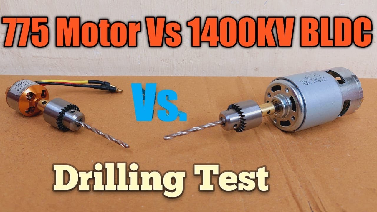RS775 Motor vs 1400 KV BLDC Motor Drilling Test, 12v 60 watts Testing