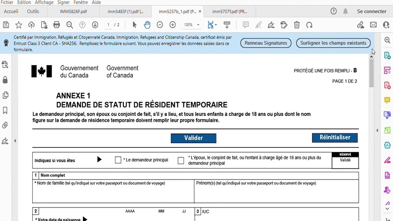 Demande de permis d'étude: Comment remplir le formulaire IMM5707 et l'annexe 1 (IMM5257)