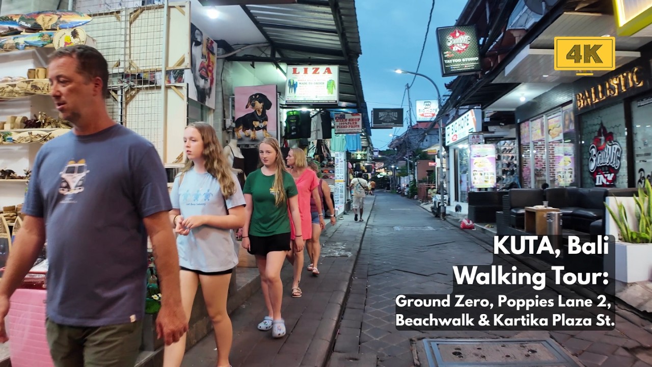 KUTA, Bali 4K Walking Tour 2026 | Through Ground Zero, Poppies Lane 2, Beachwalk & Kartika Plaza St.