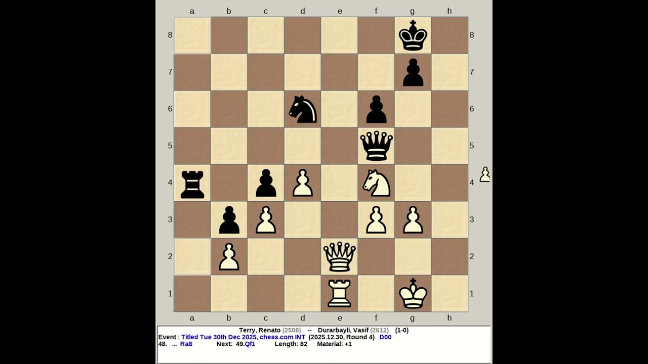Terry, Renato vs Durarbayli, Vasif | Titled Tuesday 30th December 2025, chess com INT