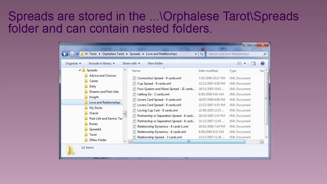 Orphalese Tarot Software Version 10 Tutorial - Folder and File Structure