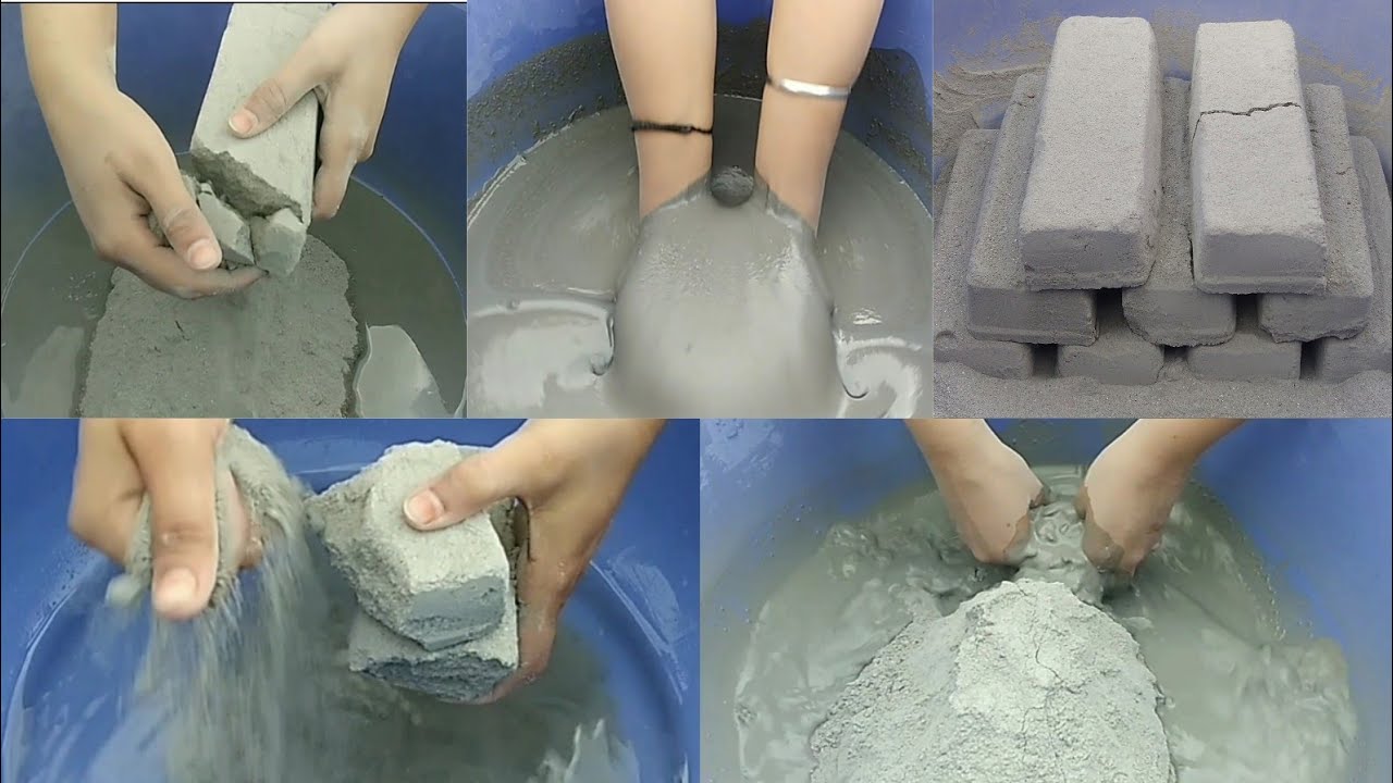ASMR: Very Soft Pure Cement bars ✨crumble and paste play in lots of water 💦💦💦(request)