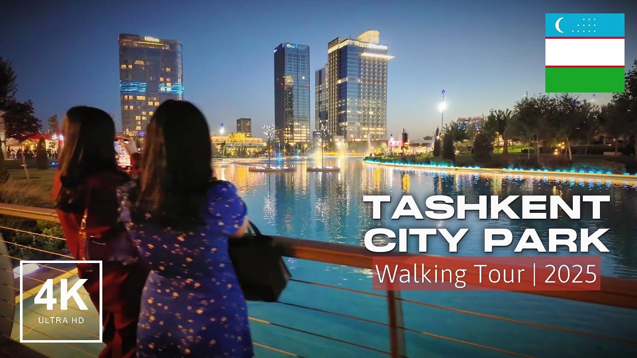 Tashkent City Park 🇺🇿 4K Walking Tour | Musical Fountains at Night | 2025