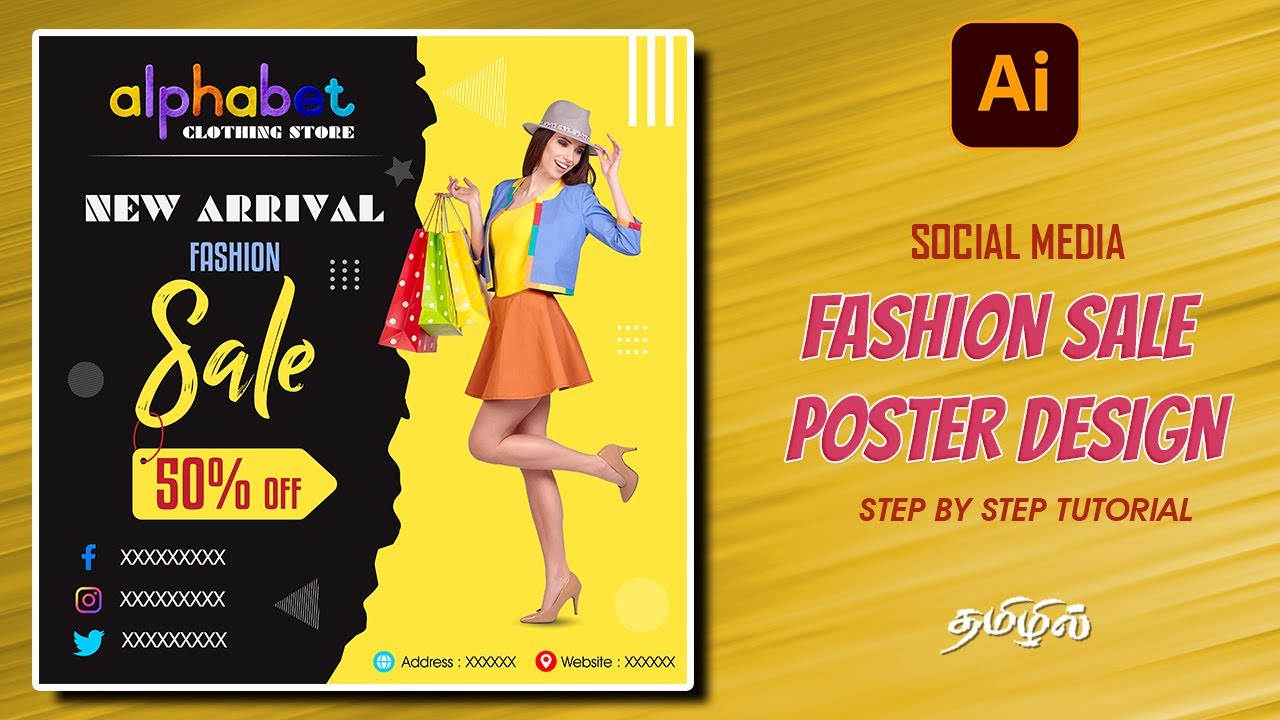 How to make creative social media poster design using illustrator | Tamil photoshop tutorials