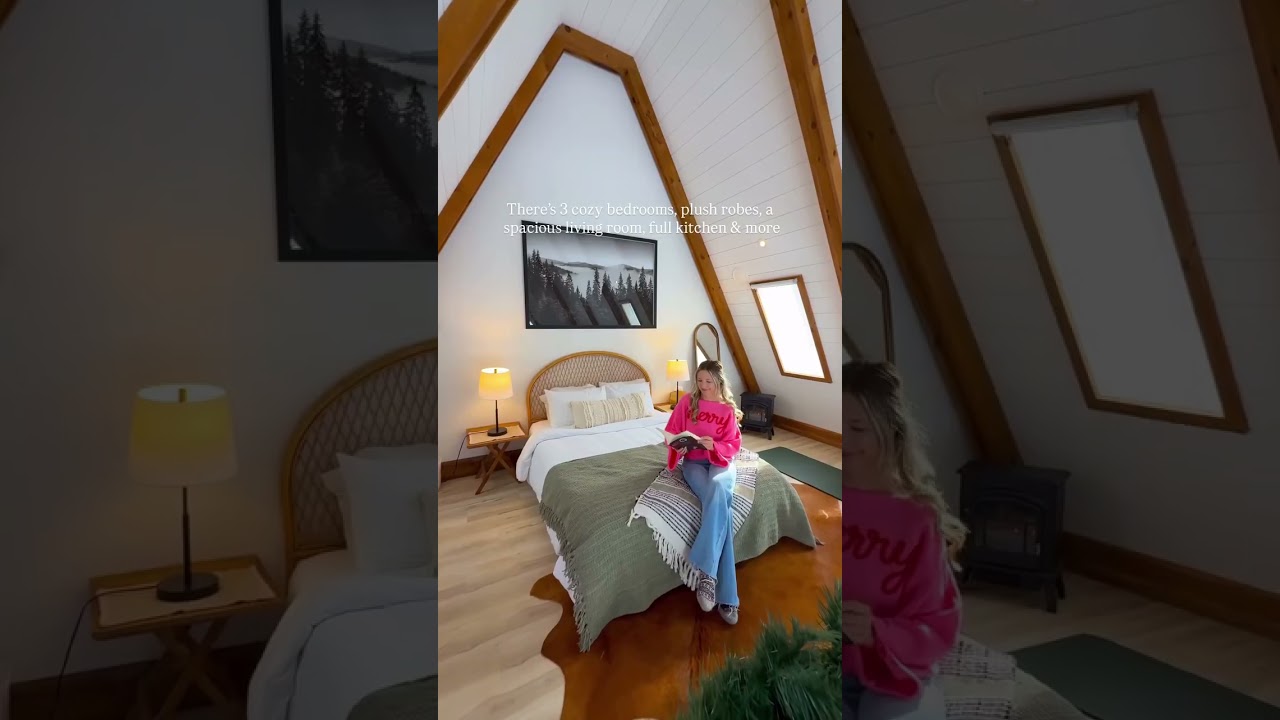 Welcome the The Eh Frame, a 3-story, Scandinavian-inspired luxury cabin with a private spa!