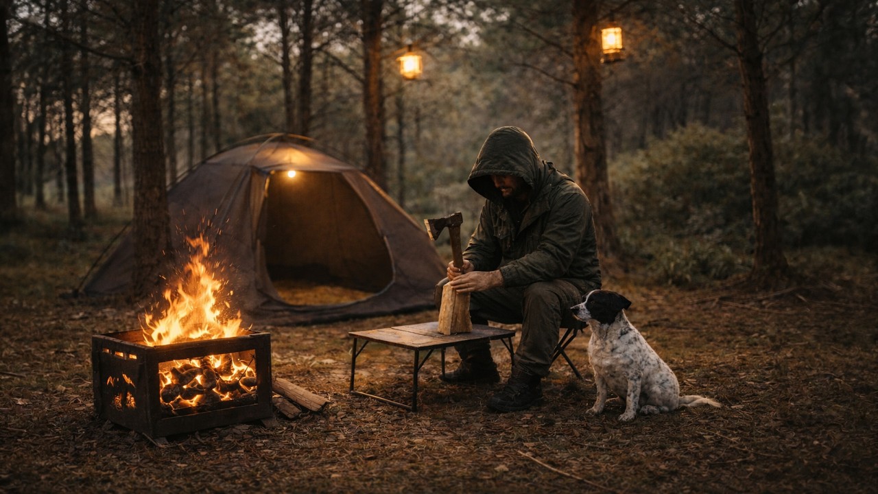 Solo ASMR Camping with My Dog | Real Nature & Campfire