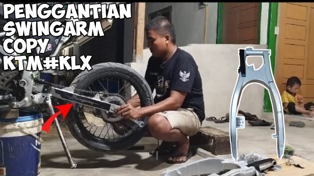 PEMASANGAN SWING ARM #REPLIKA KTM KE MOTOR KLX‼️