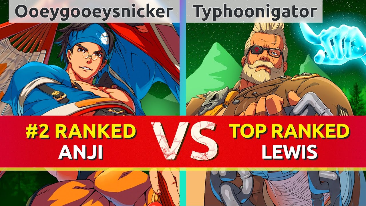 GGST ▰ Ooeygooeysnicker (#2 Ranked Anji) vs Typhoonigator (TOP Ranked Goldlewis) High Level Gameplay