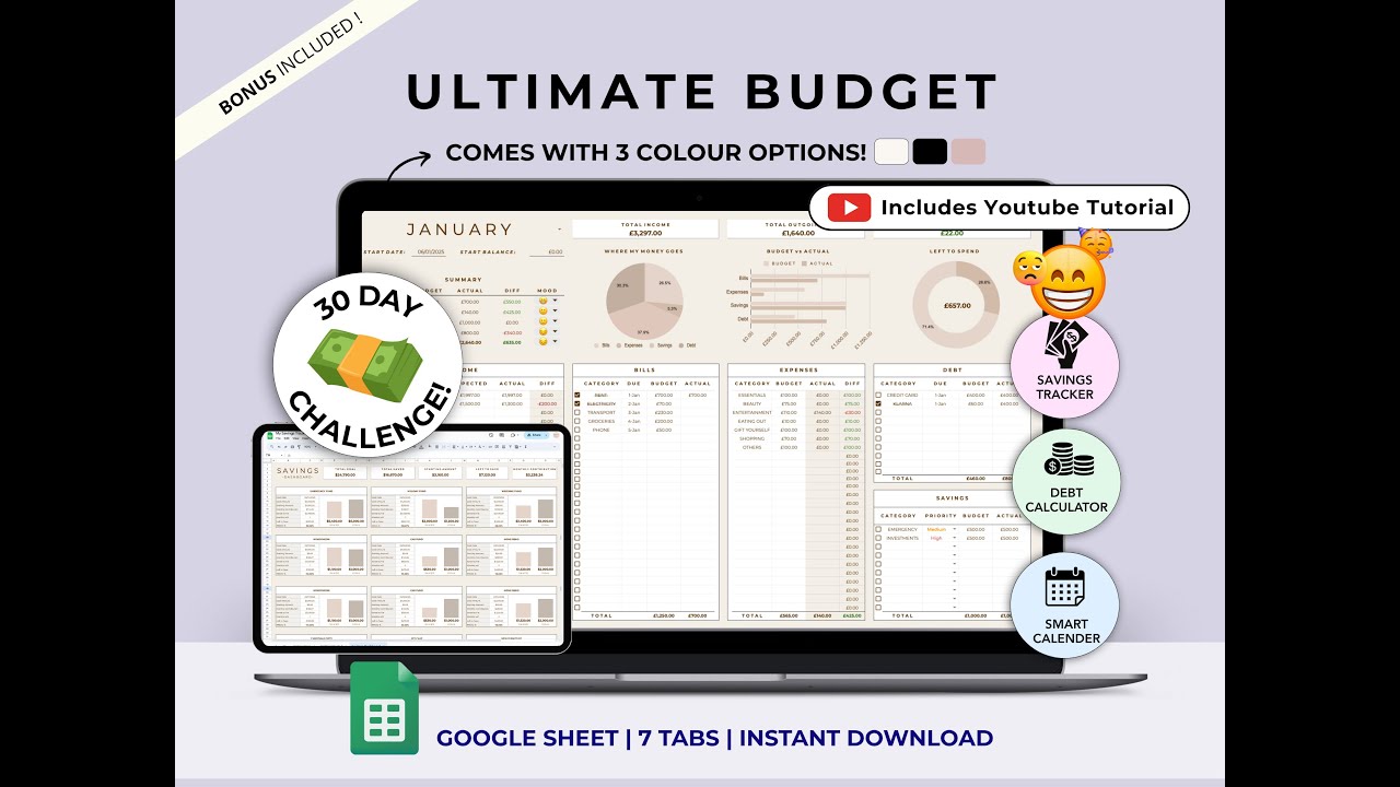 ULTIMATE MONTHLY BUDGET SPREADSHEET TUTORIAL