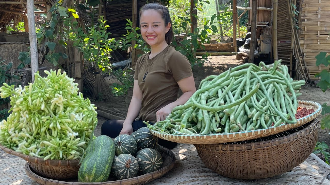 Harvest papayas, cowpeas, raisins & squash to go to the market to sell