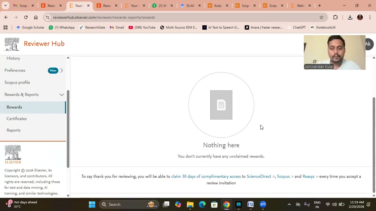 Free Access to Scopus- Elsevier Rewards