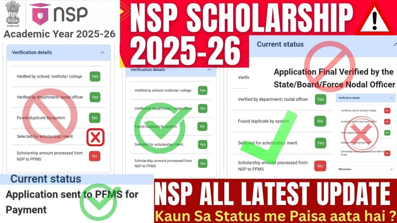 NSP 2025-26 All Status Explained | Sent to PFMS, Verified, Rejected Full Guide | NSP Latest Updates
