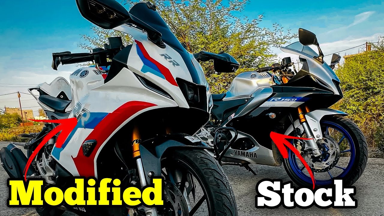 Stock Vs Modified R15 M Comparison 😍| S1000rr Graphic on R15 M⚡️...!!