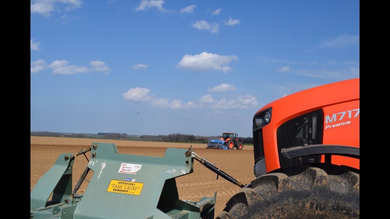 Semis de lin 2019, Kubota m7 en action !