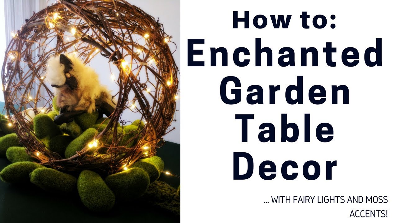 DIY Enchanted Garden Table Decor with Fairy Lights and Moss Accents