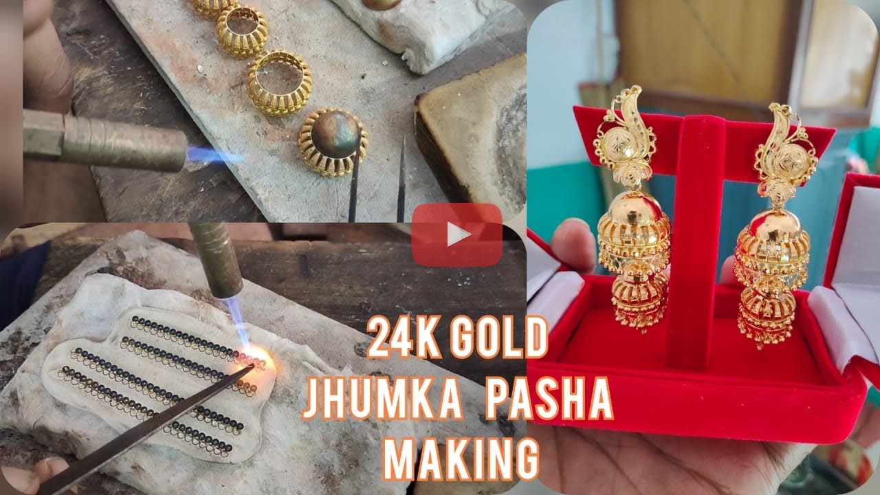 24K Gold Jhumka Making /Proof of 24K Gold hand crafted Jewellery Making- jewellery designer artists