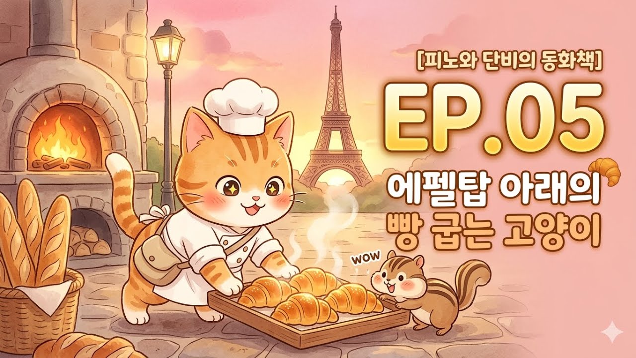 피노와 단비의 동화책 EP.05 | 에펠탑 아래의 빵 굽는 고양이 이야기 🥐✨