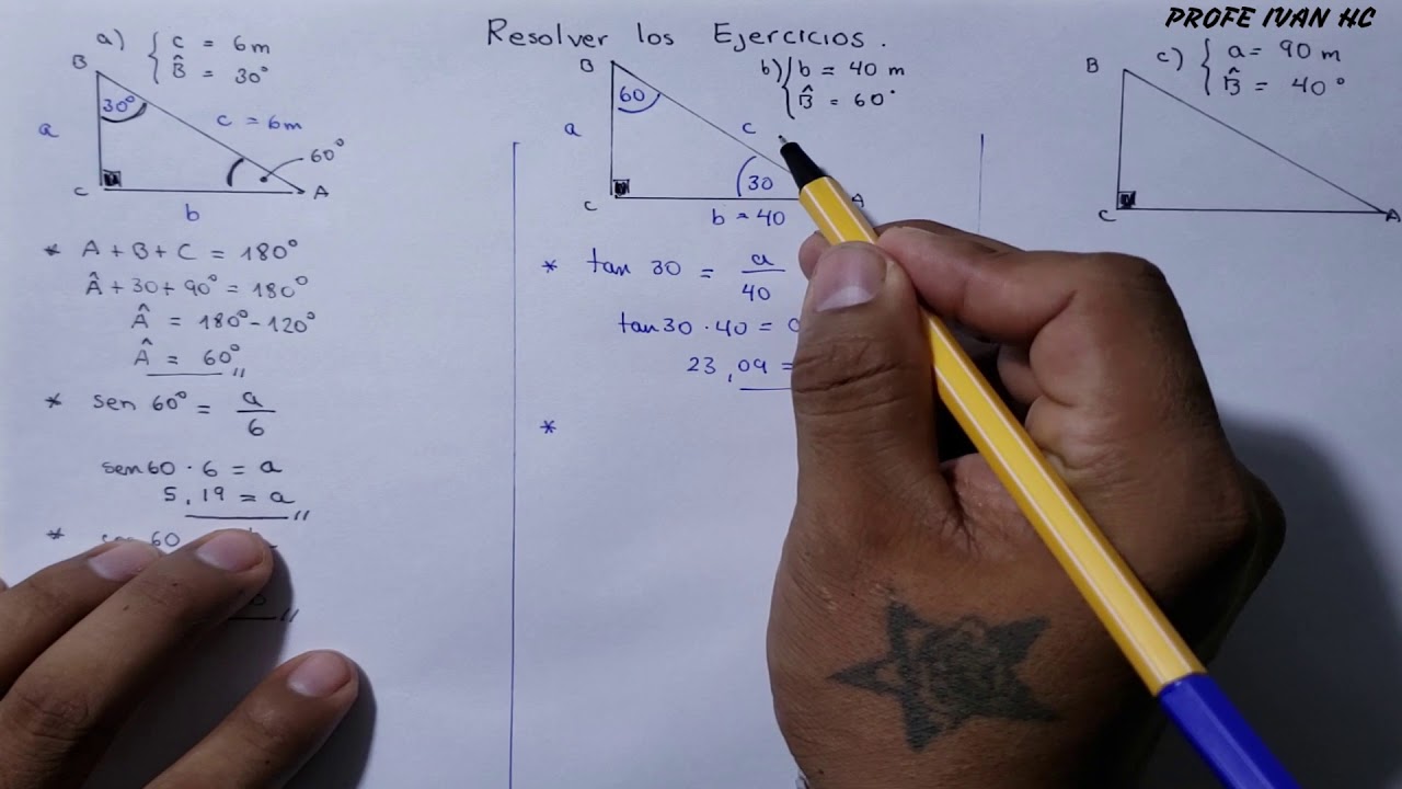 Ejercicios resueltos de triangulos rectangulos