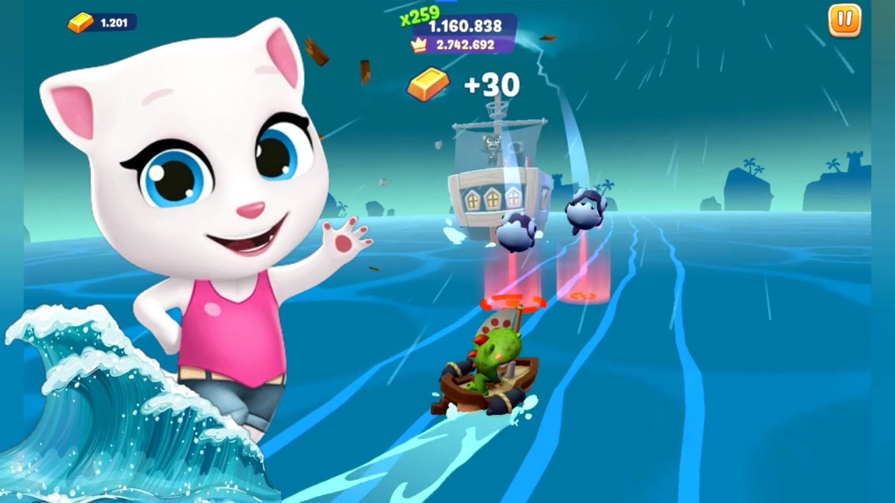 Talking Tom Gold Run 2 Level 258 - Talking Angela vs Roy Raccoon - Full Screen Gameplay
