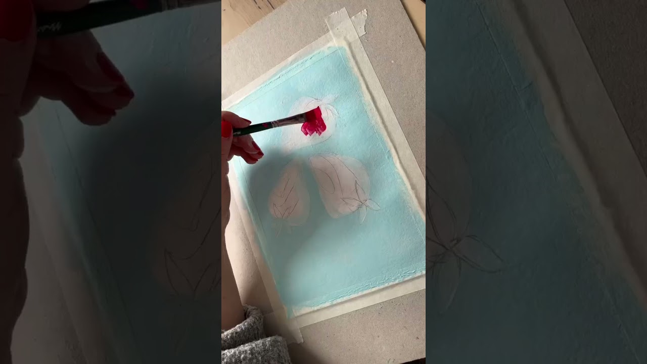Ma&ntilde;ana 🍓tutorial de pintura / fresas 🍓 #tutorialonline #tutorialpintura #fresas #primavera