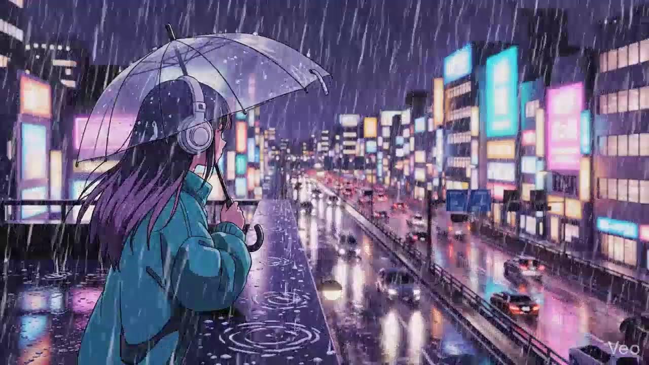 Japanese Neon City Rain 🌧️ Lofi Chillhop for Study & Focus