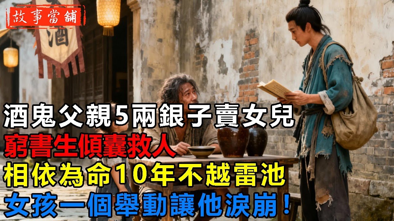 酒鬼父親5兩銀子賣女兒，窮書生傾囊救人，相依為命10年不越雷池，女孩一個舉動讓他淚崩！| 民間故事 | 故事當舖