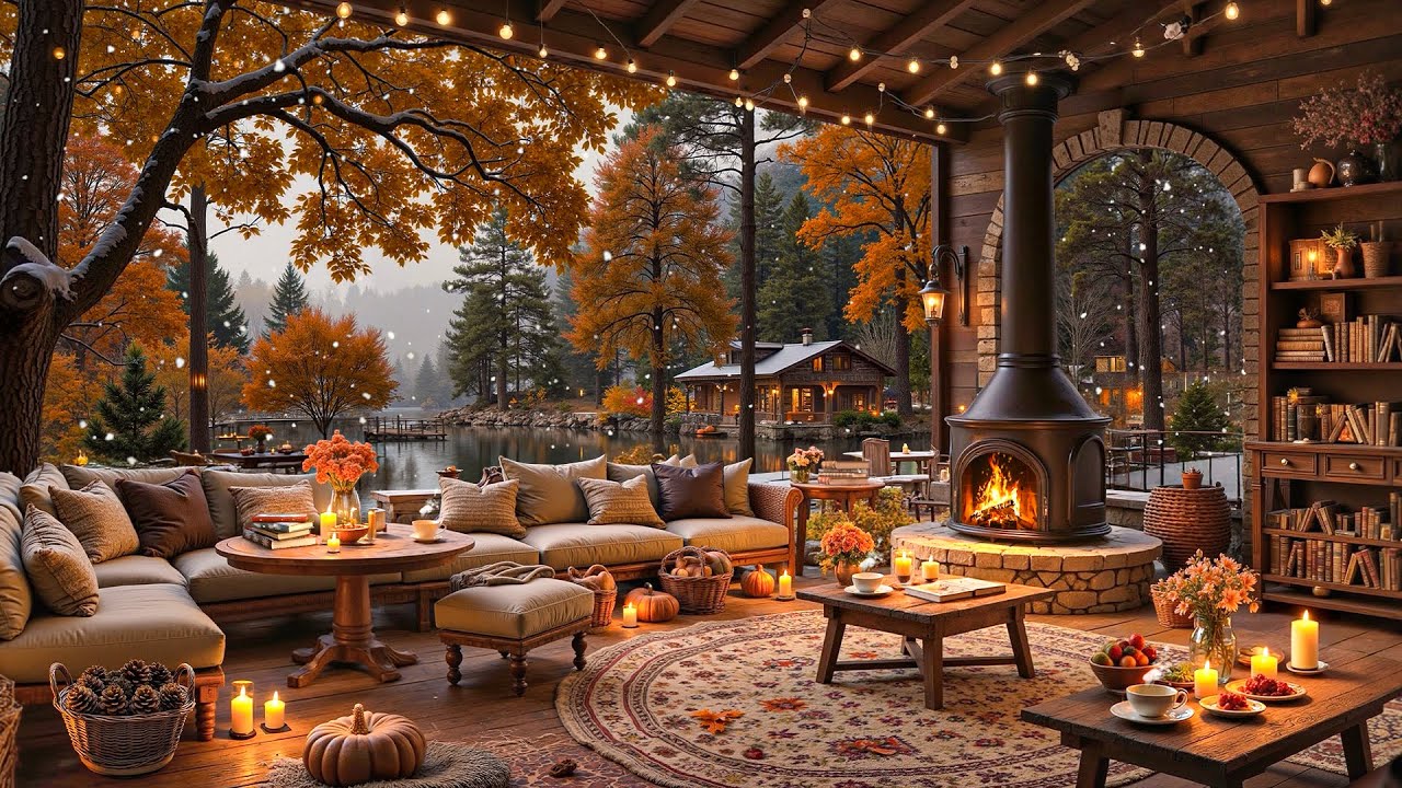 Warm November Winter with Soft Instrumental Jazz 🍵 Cozy Coffee Shop Ambience for Relax, Study, Work