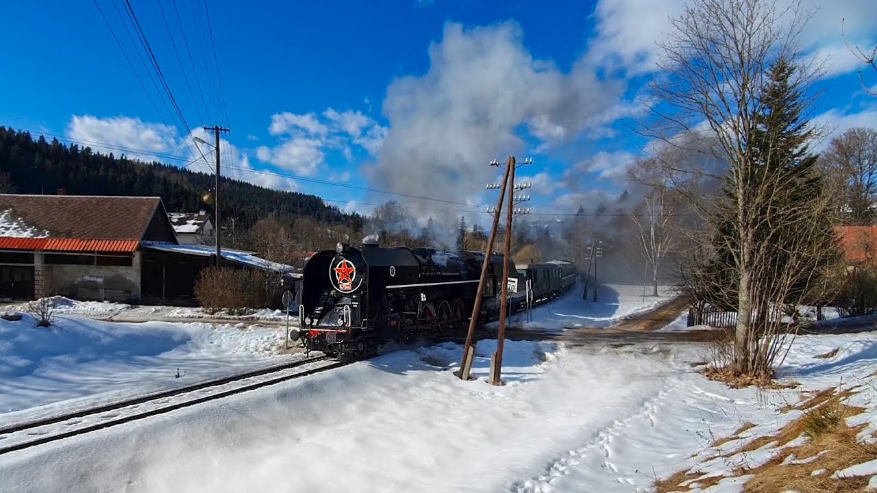 Parný rušeň 475.196 Šľachtičná a motorová lokomotíva T478.2011 Ceckaňa - 19.2.2022 (HD)