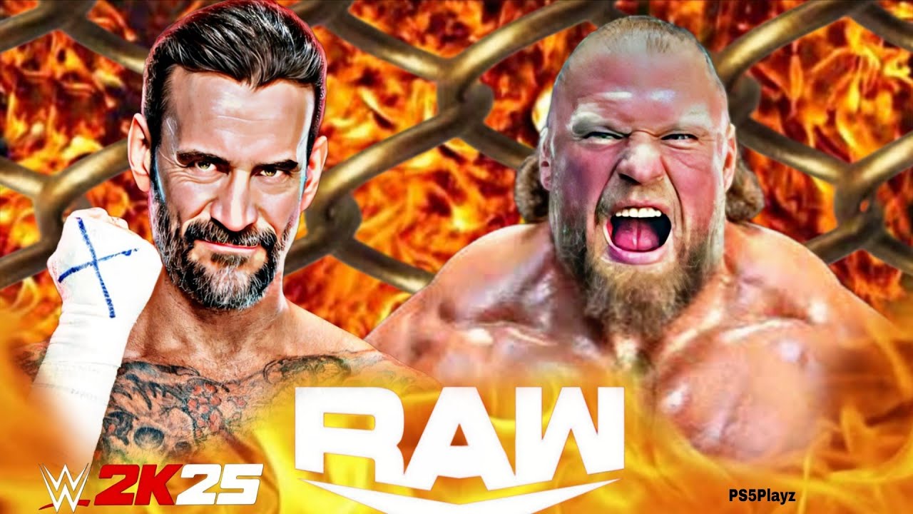 Brock Lesnar vs Cm Punk Wwe Raw 14 Feb 2026 Steel Cage WWE2k25 - PS5 4K Game Play