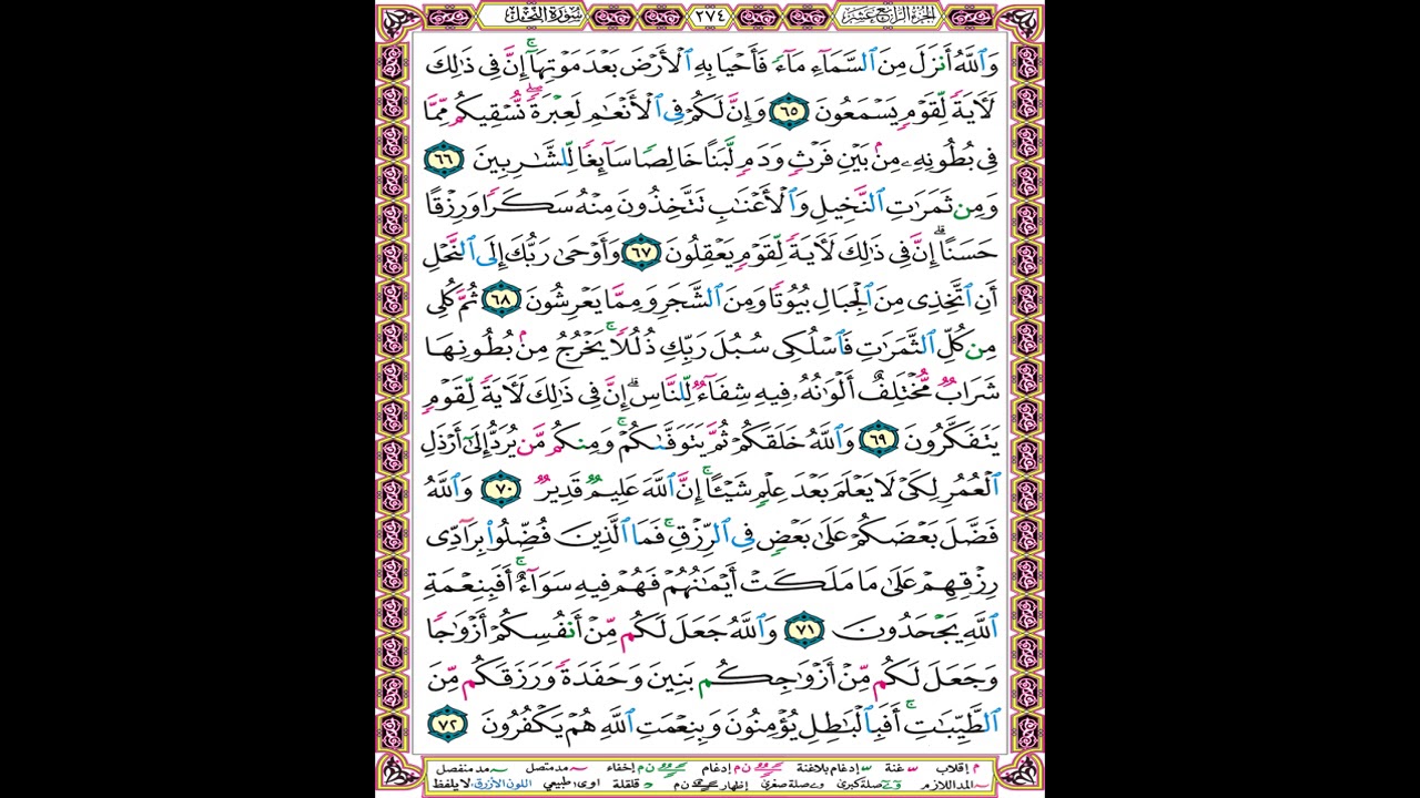 صفحة 274 من المصحف العلم المرئي المسموع بصوت الشيخ محمود الحصري