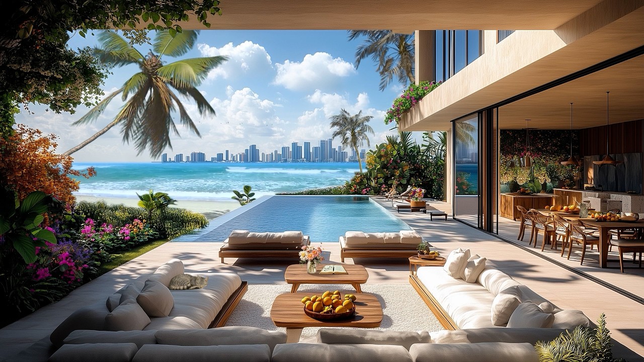 Luxury Seaside Jazz Villa 🌊🎷 Calm Music & Ocean Ambience for Deep Relaxation