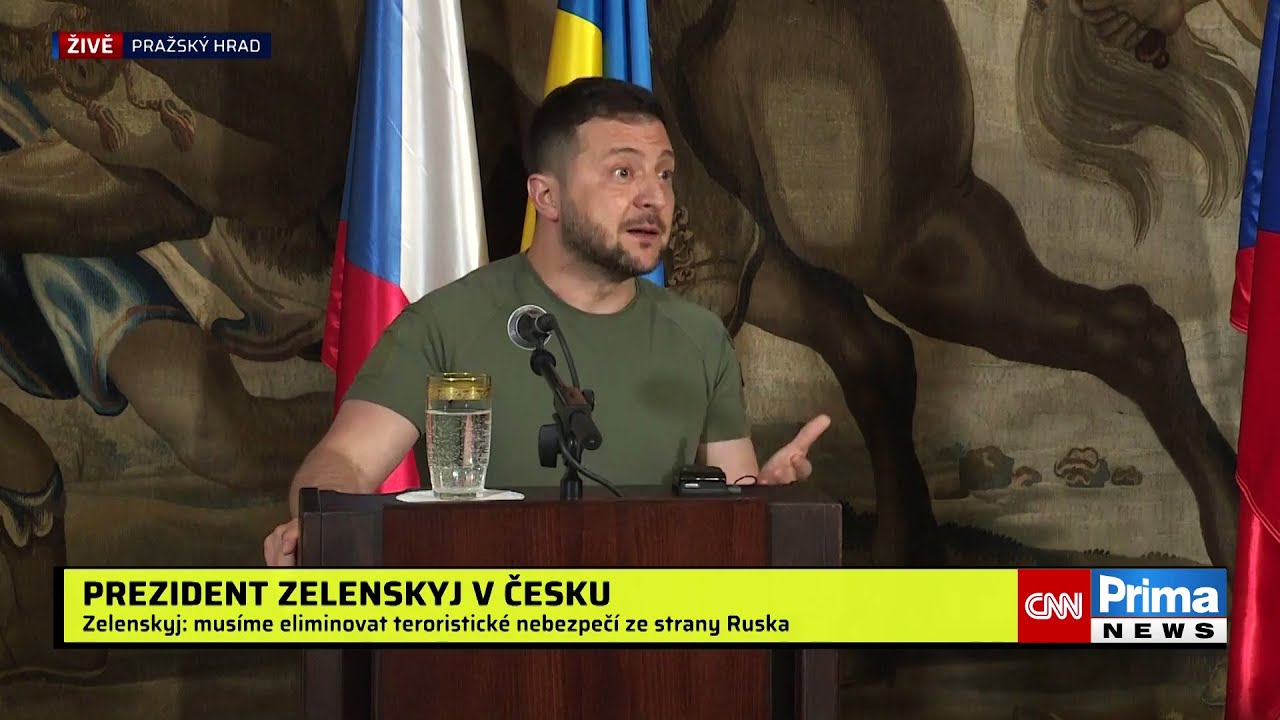 Pomáháte nás přiblížit vítězství, řekl Zelenskyj v Praze. Ocenil množství ukrajinských vlajek