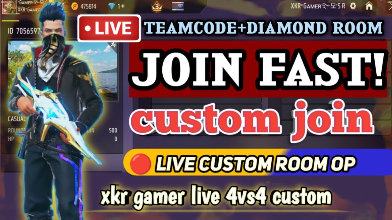 FREE FIRE CUSTOM LIVE | CUSTOM ROOM CHALLENGE | FREE FIRE SHORT LIVE CUSTOM | xkr gamer