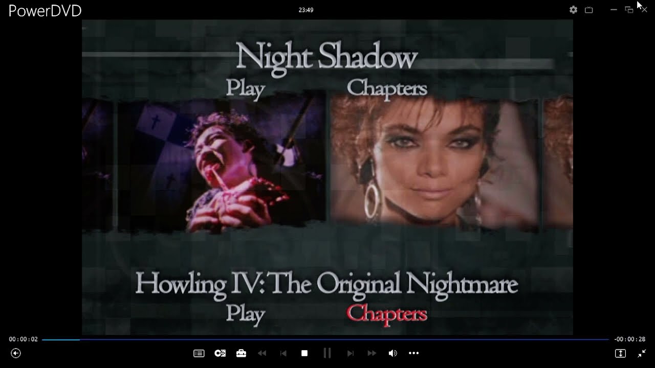 Night Shadow/Howling 4: The Original Nightmare DVD Menu